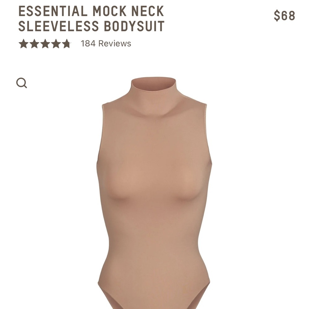 SKIMS ESSENTIAL MOCK NECK SLEEVELESS BODYSUIT IN TIGERS EYE SIZE S/M - Picture 5 of 6